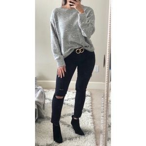 H&M Grey Sweater with faux pearls XS